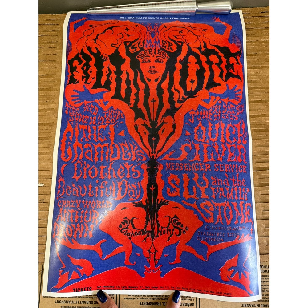 1968 Bill Graham BG-125 Fillmore West Poster Sly Family Stone Lee Conklin Print